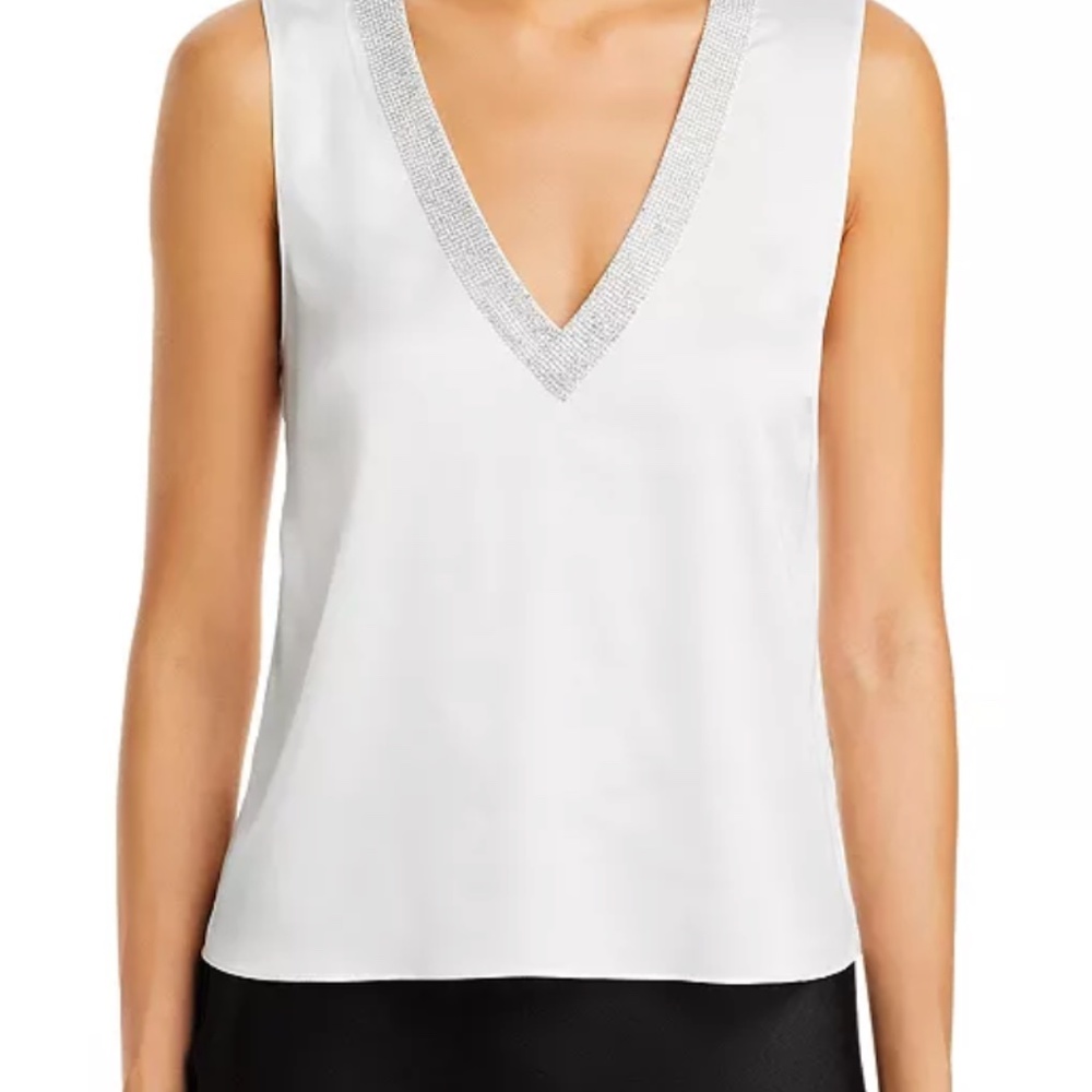 Generation Love Candice Crystal Top NWT Crystal Rhinestone V Neck White